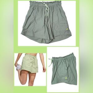 Adidas Utility Woven Magic Green High Rise Athletic Active Shorts